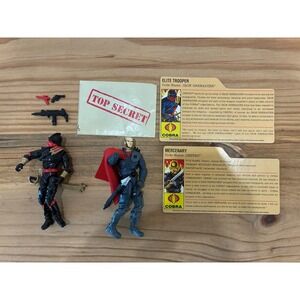 GI Joe Destro and Iron Grenadier Action Figure Lot with File Cards Accessories